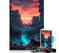 Puzzle da 1000 pezzi con paesaggio urbano post-apocalittico per adolescenti, rompicapo rilassante, taglio premium, regalo di Natale (38x52cm)