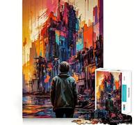 Puzzle da 1000 pezzi con paesaggio urbano post-apocalittico per adulti, gioco intelligente e divertente con bordi lisci, ideale come regalo per le festività (38x26cm)
