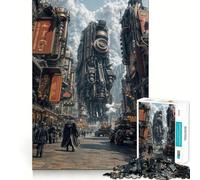 Puzzle da 1000 pezzi con paesaggio urbano steampunk e strutture meccaniche, ideale per ragazzi Gioco di logica semplice e divertente, perfetto per il compleanno 50x75cm