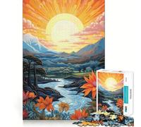 Puzzle da 1000 pezzi con paesaggio vibrante,fiume e fiori,ideale per ragazzi Stimola la mente,divertimento senza spazi vuoti,incastro perfetto,svago coinvolgente per rilassarsi in casa (38x26cm)