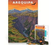 Puzzle da 1000 pezzi con paesaggio vintage del Perù in stile anime: cime dorate all'alba, ideale per adulti Gioco di logica e svago, con bordi lisci, perfetto come regalo stagionale (38x26cm)