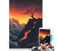Puzzle da 1000 pezzi con paesaggio vulcanico al tramonto decorazione da parete stimolante da completare ideale per rafforzare il legame di coppia 38x52cm