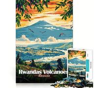 Puzzle da 1000 pezzi con paesaggio vulcanico del Ruanda per adolescenti, gioco di logica puro, rilassante, con dettagli precisi e opere d'arte (38x26cm)