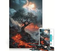 Puzzle da 1000 pezzi con paesaggio vulcanico e albero per ragazzi,ideale per stimolare la mente,con pezzi di dimensioni uniformi e precisi,perfetto per un'attività di gruppo rilassante al chiuso