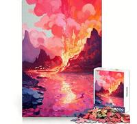 Puzzle da 1000 pezzi con paesaggio vulcanico in pixel art per adulti, un passatempo rilassante e stimolante per la mente, con taglio laser e significato speciale (50x75cm)