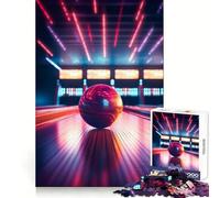 Puzzle da 1000 pezzi con palla da bowling al neon per adulti e ragazzi, gioco di logica, divertimento rilassante, bordi netti, regalo memorabile (38x26cm)