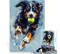 Puzzle da 1000 pezzi con palla di pastore australiano per adolescenti Pensa che il tempo dedicato all'addestramento sia ben speso Bordi definiti Regalo festivo (38x52cm)