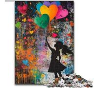 Puzzle da 1000 pezzi con palloncino e ragazza graffiti per adolescenti, per ammazzare il tempo durante le vacanze Ogni pezzo è unico Gioco divertente e stimolante per tutta la famiglia, 26x38cm
