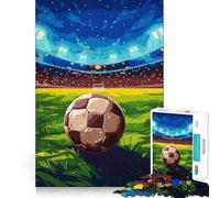 Puzzle da 1000 pezzi con pallone da calcio su un campo da stadio, ideale per ragazzi, per migliorare la memoria, per un relax informale e per un'esposizione artistica di alta qualità (38x52cm)