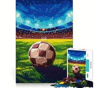 Puzzle da 1000 pezzi con pallone da calcio su un campo da stadio per adulti, gioco di logica, passatempo per la casa, bordi puliti, bel regalo (38x26cm)