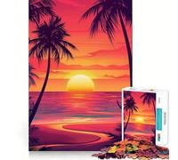 Puzzle da 1000 pezzi con palme e spiaggia al tramonto per ragazzi, un rompicapo rilassante e divertente, un regalo perfetto 50x75cm