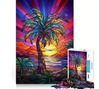 Puzzle da 1000 pezzi con palme tropicali,ideale per adolescenti,gioco di memoria e logica,con incastro perfetto e pezzi che non si staccano,perfetto da portare in viaggio (38x26cm)