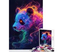Puzzle da 1000 pezzi con panda al neon e fumo,giocattoli antistress,ottimo regalo per giochi impossibili,allena il tuo cervello e le tue mani,dimensioni 38x52cm