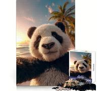 Puzzle da 1000 pezzi con panda al tramonto su una spiaggia tropicale, ideale per adulti Gioco di logica e abilità, antistress, con taglio preciso ed elegante (50x75cm)
