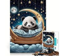 Puzzle da 1000 pezzi con panda che dorme sulla luna crescente ideale per adolescenti Un gioco che stimola la mente rilassante e divertente perfetto per assemblare e collezionare oggetti artistici