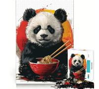 Puzzle da 1000 pezzi con panda che mangia ramen, ideale per adulti, regalo, gioco di logica, svago e divertimento, con bordi di qualità (38x26cm)