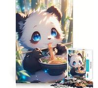 Puzzle da 1000 pezzi con panda che mangia ramen, ideale per ragazzi, gioco di abilità mentale, divertimento rilassante, design da assemblare, (50x75cm)