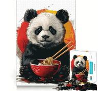 Puzzle da 1000 pezzi con panda che mangia ramen per adulti, gioco per allenare la mente, rilassante e divertente, idea regalo per le vacanze (38x52cm)