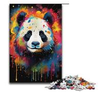 Puzzle da 1000 pezzi con panda colorato regali per adulti lista dei desideri di Natale con Babbo Natale per adolescenti dai 14 anni in su 1000 pezzi (38x26 cm)