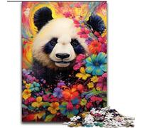 Puzzle da 1000 pezzi con panda colorato, stimolante, divertente, regalo per famiglie, disegno astratto vibrante (dimensioni 50x75cm)