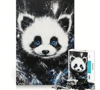 Puzzle da 1000 pezzi con panda dagli occhi azzurri e stelle,incastro perfetto,attività di gioco intelligente,divertimento per il tempo libero,regalo di compleanno 38x52cm
