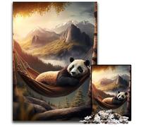 Puzzle da 1000 pezzi con panda e amaca da brivido per adulti, attività divertente per la famiglia, sfida per il cervello, regalo perfetto per adolescenti, 26x38cm/10,23x14,96 pollici