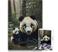 Puzzle da 1000 pezzi con panda e animali della famiglia per adolescenti, gioco di sviluppo del pensiero logico, ottimo regalo per momenti significativi, dimensioni 38x26cm