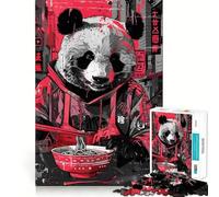 Puzzle da 1000 pezzi con panda e arte di strada giapponese, gioco di logica, rilassante e divertente, taglio perfetto, regalo elegante (38x26cm)