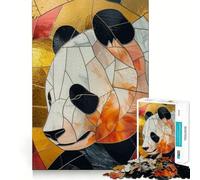 Puzzle da 1000 pezzi con panda e decorazioni dorate, ideale per adulti Un rompicapo che stimola la mente e permette di assemblare le immagini con calma Un regalo perfetto (38x26cm)