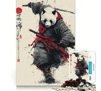Puzzle da 1000 pezzi con panda e guerriero samurai, ideale per adulti, gioco di logica e abilità, antistress, con taglio preciso, regalo elegante (38x52cm)