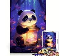 Puzzle da 1000 pezzi con panda e lucciola, ideale per ragazzi, che migliora la memoria, un passatempo tranquillo, con bordi precisi, perfetto come regalo di compleanno (50x75cm)