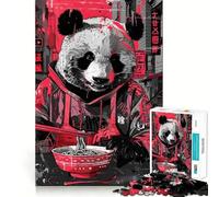 Puzzle da 1000 pezzi con panda e ramen arte di strada giapponese ideale per adolescenti stimola la memoria riduce lo stress e crea un'atmosfera rilassante Decorazione murale con bordi netti (38x52cm)
