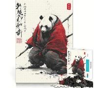 Puzzle da 1000 pezzi con panda e samurai, disegno a inchiostro, per adulti Gioco di abilità mentale, assemblaggio lento e divertente, regalo perfetto (50x75cm)