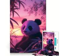 Puzzle da 1000 pezzi con panda e tramonto, ideale per adolescenti, per rafforzare la memoria, creare un'atmosfera di pace e serenità, con bordi di qualità e un design classico (38x26cm)