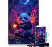 Puzzle da 1000 pezzi con panda fatato e stella nella foresta incantata per adulti gioco cognitivo per momenti di condivisione assemblaggio di modelli oggetto ideale per i desideri di Babbo Natale