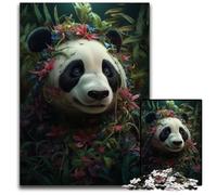 Puzzle da 1000 pezzi con panda, fiori e piante, puzzle magici per adulti, regalo perfetto per familiari e amici, adatto dai 14 anni in su, 26X38CM/10,23x14,96 pollici.