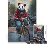 Puzzle da 1000 pezzi con panda in bicicletta ad Amsterdam, ideale per ragazzi, stimola la memoria, riduce lo stress e favorisce la decorazione murale con bordi netti (38x52cm)