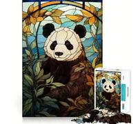 Puzzle da 1000 pezzi con panda in vetro colorato per adulti e ragazzi, gioco mentale rilassante e di alta qualità, regalo perfetto 50x75cm