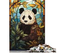 Puzzle da 1000 pezzi con panda in vetro colorato per adulti, giocattolo, gioco intellettuale, gioco educativo per adulti, antistress, decorazione per la casa, 1000 pezzi (75x50 cm)