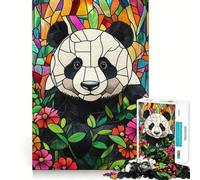 Puzzle da 1000 pezzi con panda in vetro colorato per ragazzi, gioco di logica, passatempo rilassante, taglio preciso, 38x26cm