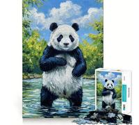 Puzzle da 1000 pezzi con panda nel fiume, ideale per adulti e ragazzi, gioco di logica, relax, taglio di precisione, regalo perfetto (38x52cm)