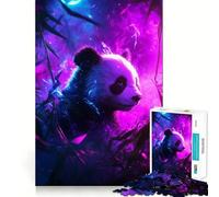 Puzzle da 1000 pezzi con panda neon nella foresta, ideale per adolescenti, antistress, con bordi precisi e regalo perfetto (38x52cm)