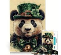Puzzle da 1000 pezzi con panda per il giorno di San Patrizio, per adulti e ragazzi, gioco di abilità, rilassante e divertente, con bordi precisi, regalo per le festività (38x26cm)