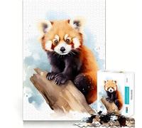 Puzzle da 1000 pezzi con panda rosso ad acquerello per adulti, gioco di logica intelligente, divertimento casual, bordi lisci, decorazione da parete (38x52cm)