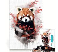 Puzzle da 1000 pezzi con panda rosso ad acquerello per ragazzi, ideale per stimolare la memoria e creare un'atmosfera serena, con taglio di alta qualità, perfetto come regalo di compleanno (50x75cm)