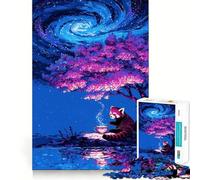 Puzzle da 1000 pezzi con panda rosso che beve il tè sotto un cielo galattico, ideale per adolescenti, per migliorare la memoria e rafforzare i legami familiari Bordo preciso Regalo premuroso (50x75cm)
