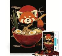 Puzzle da 1000 pezzi con panda rosso che gusta una ciotola di ramen, ideale per ragazzi, stimola la memoria, è un gioco rilassante con bordi puliti e rappresenta una sorpresa natalizia (50x75cm)