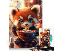 Puzzle da 1000 pezzi con panda rosso che mangia ramen, ideale per adolescenti Gioco di memoria, rilassante e di facile utilizzo Dimensioni compatte Regalo festivo (38x52cm)