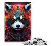 Puzzle da 1000 pezzi con panda rosso colorato regali per adulti lista dei desideri di Natale con Babbo Natale per adolescenti dai 14 anni in su 1000 pezzi (75x50 cm)