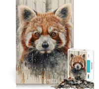 Puzzle da 1000 pezzi con panda rosso e acquerello, ideale per adulti, gioco di logica e svago, con bordi definiti e oggetto da collezione (38x26cm)